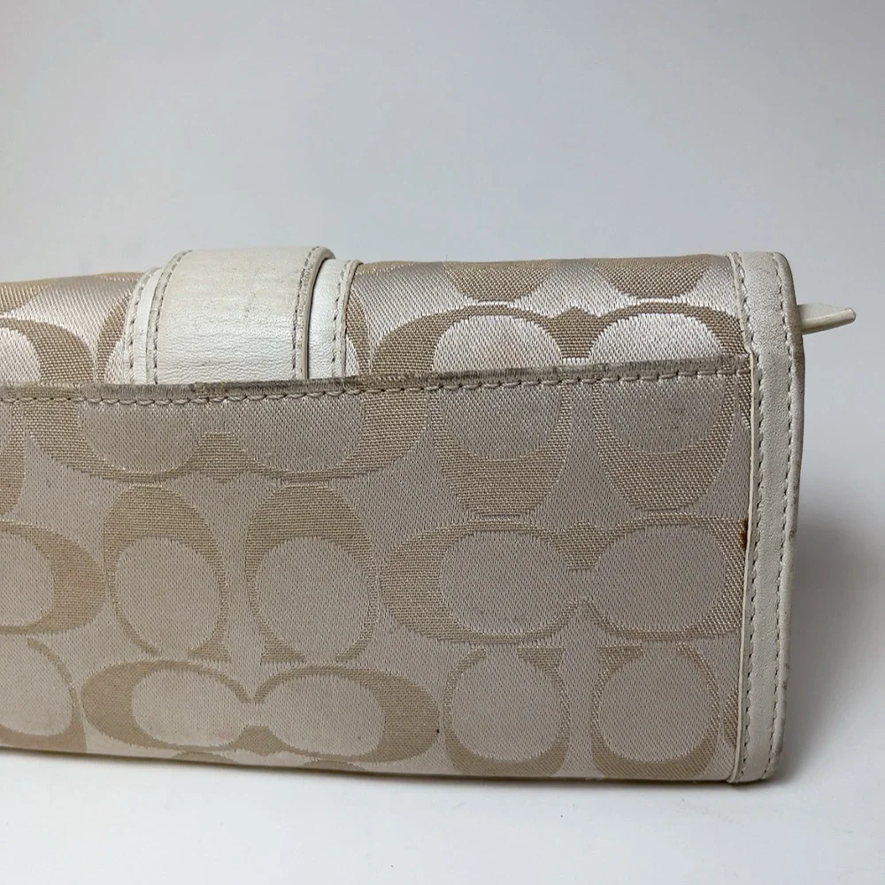 Coach Womens Canvas Folded Credit Card Tan Wallet